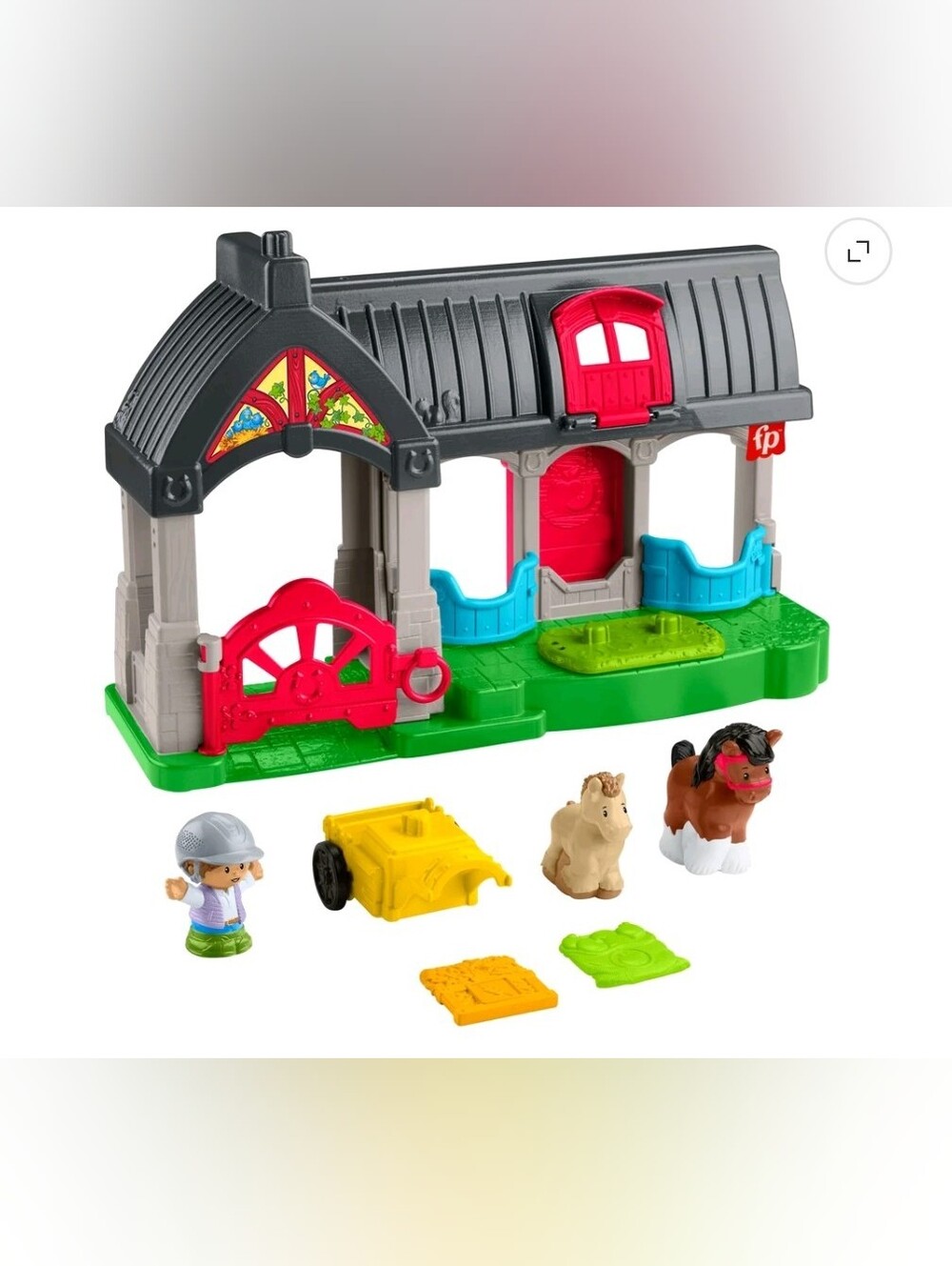 Fisher-Price Little People Friendly Horses Stable Toddler Playset with Sounds, 6